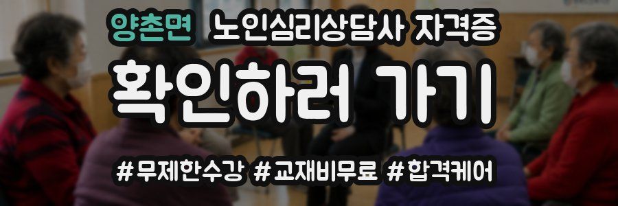 양촌면 노인 심리 상담사 자격증