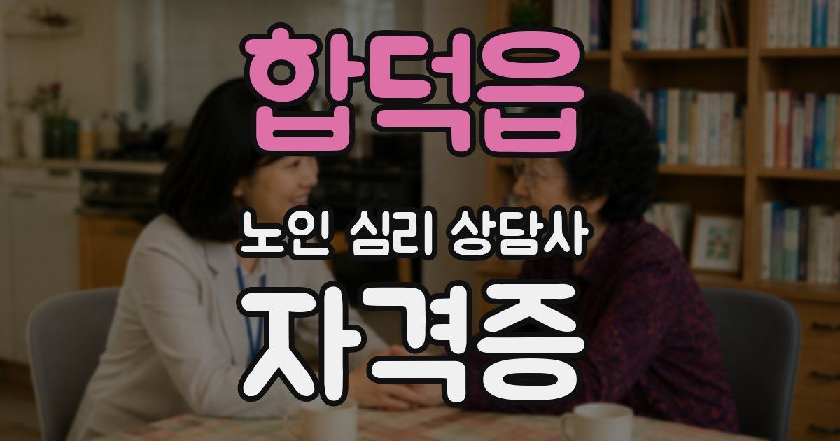 합덕읍 노인 심리 상담사 자격증