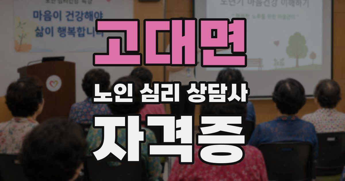 고대면 노인 심리 상담사 자격증