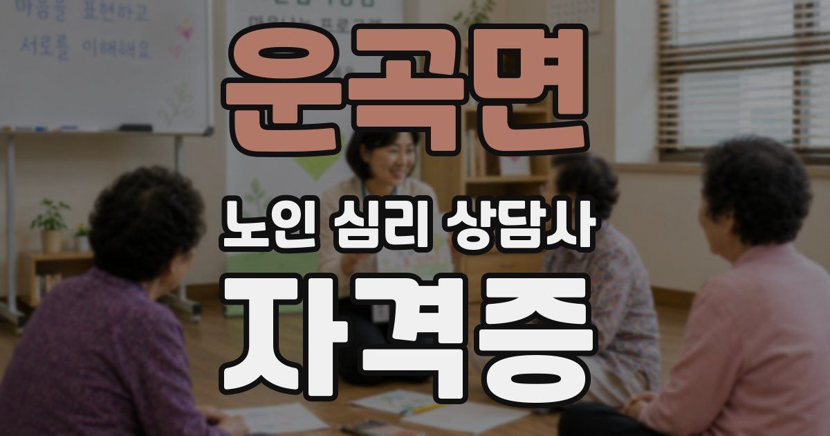 운곡면 노인 심리 상담사 자격증