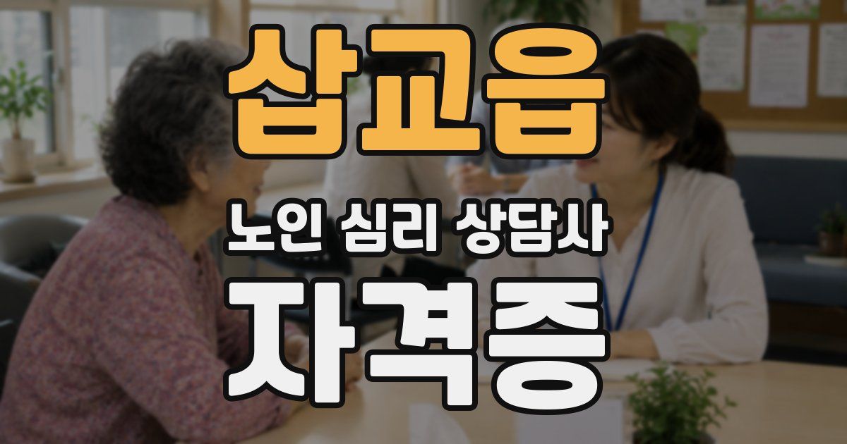 삽교읍 노인 심리 상담사 자격증