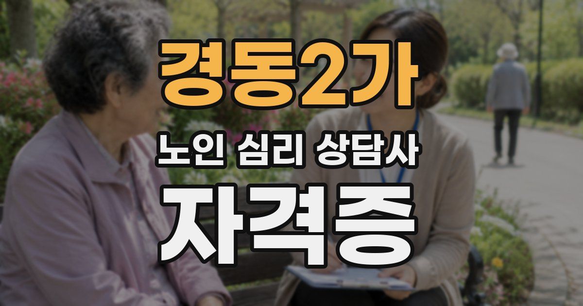 경동2가 노인 심리 상담사 자격증