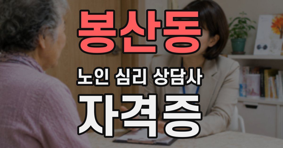 봉산동 노인 심리 상담사 자격증