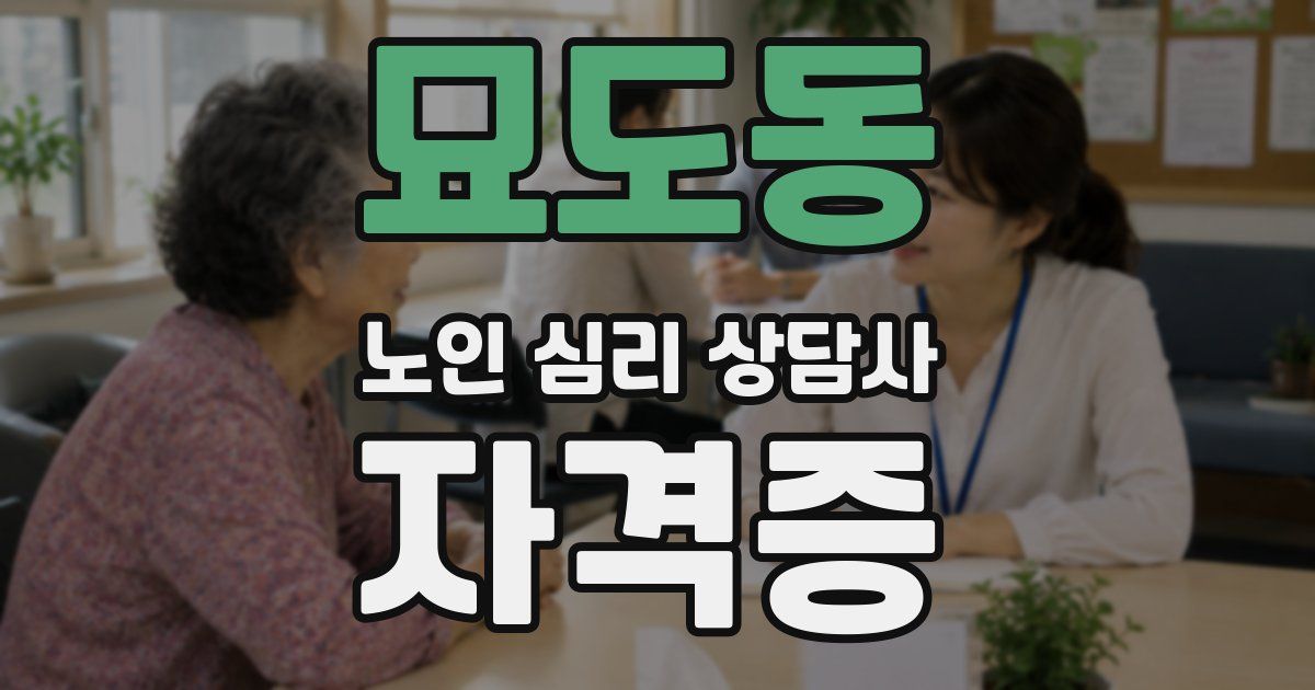 묘도동 노인 심리 상담사 자격증