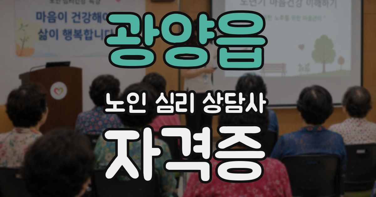 광양읍 노인 심리 상담사 자격증