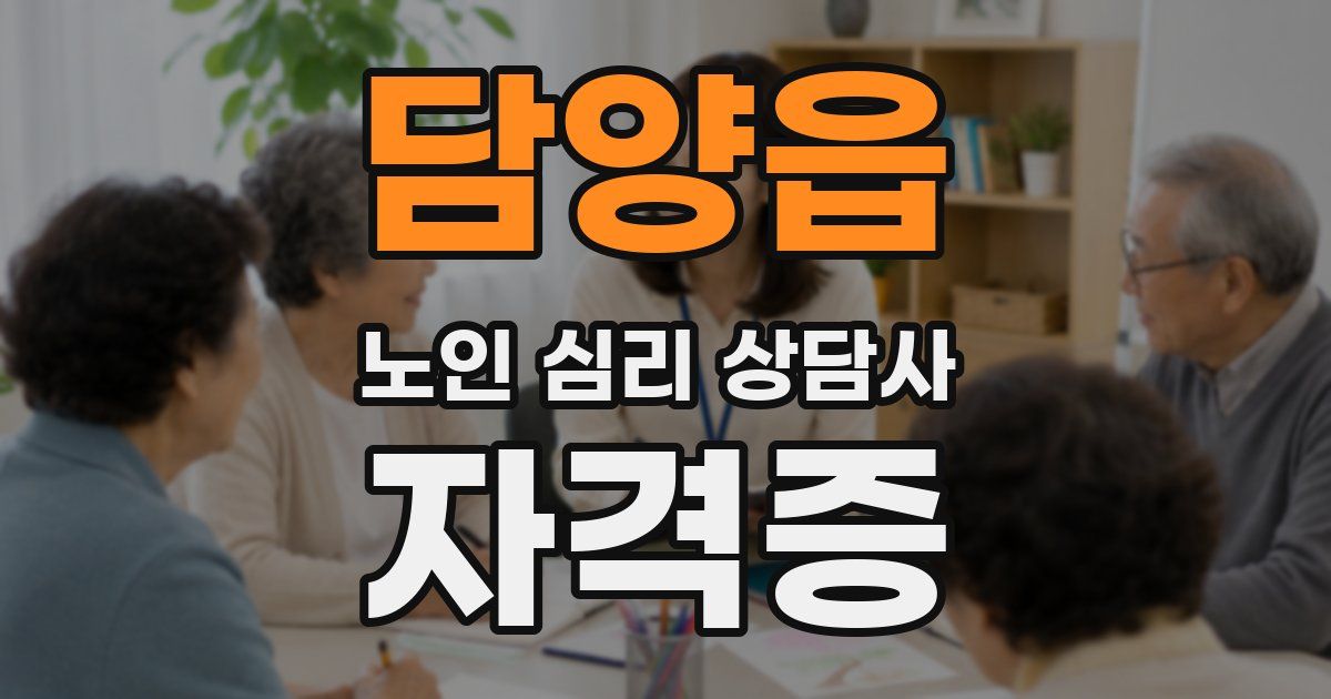 담양읍 노인 심리 상담사 자격증