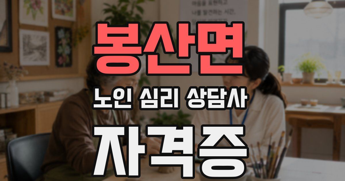 봉산면 노인 심리 상담사 자격증