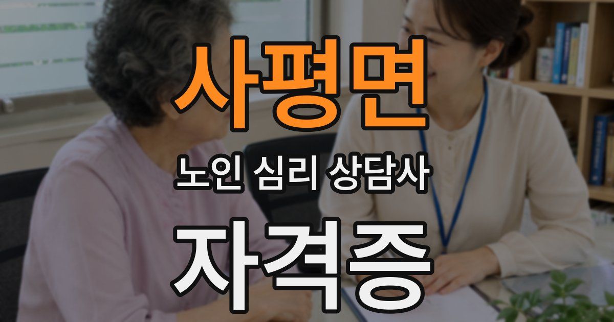 사평면 노인 심리 상담사 자격증