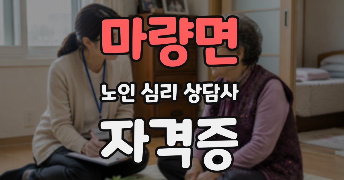 마량면 노인 심리 상담사 자격증