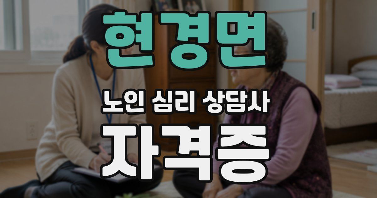 현경면 노인 심리 상담사 자격증
