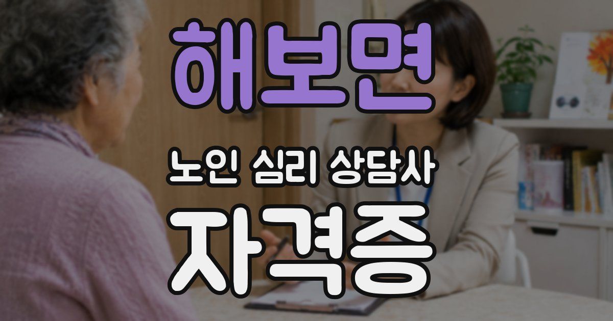 해보면 노인 심리 상담사 자격증