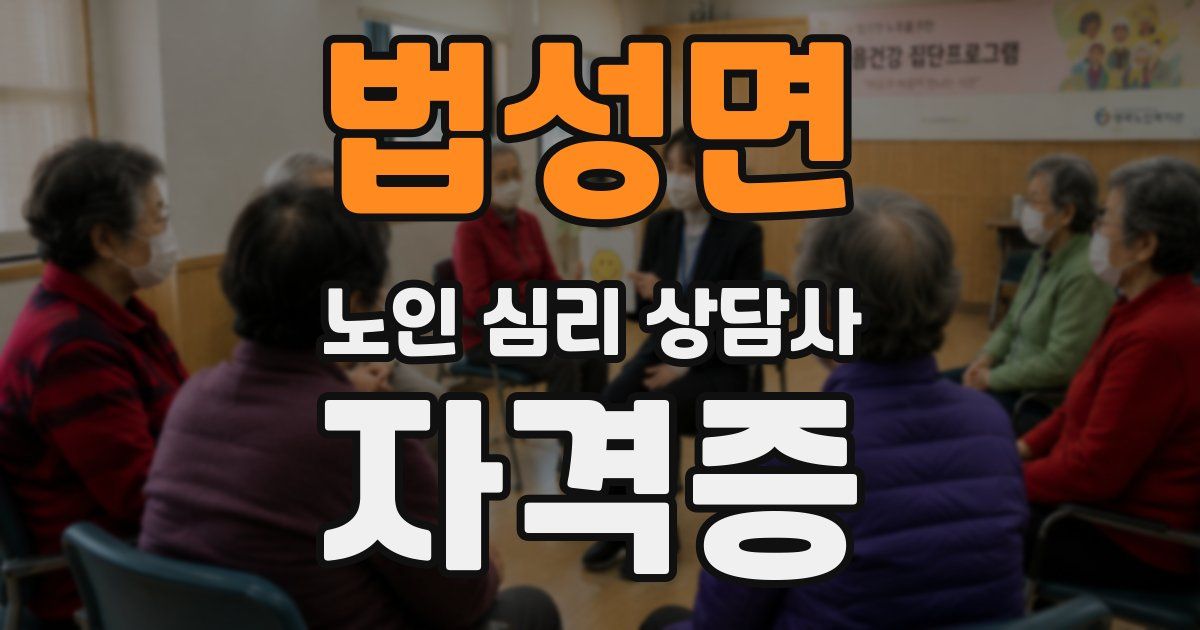 법성면 노인 심리 상담사 자격증