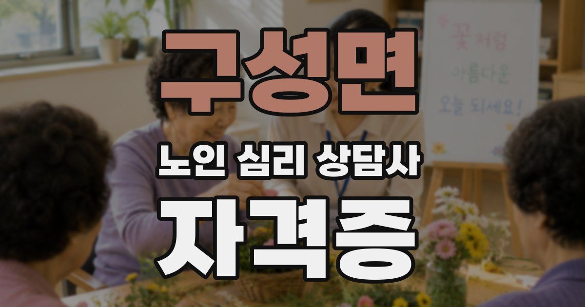구성면 노인 심리 상담사 자격증