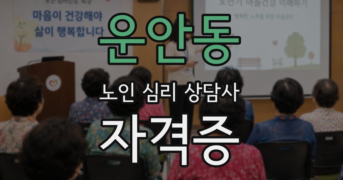 운안동 노인 심리 상담사 자격증