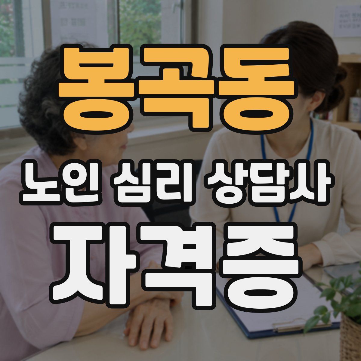 봉곡동 노인 심리 상담사 자격증