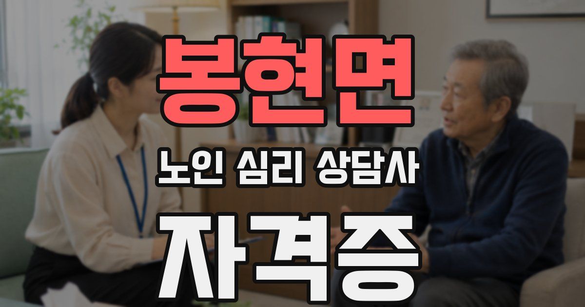 봉현면 노인 심리 상담사 자격증