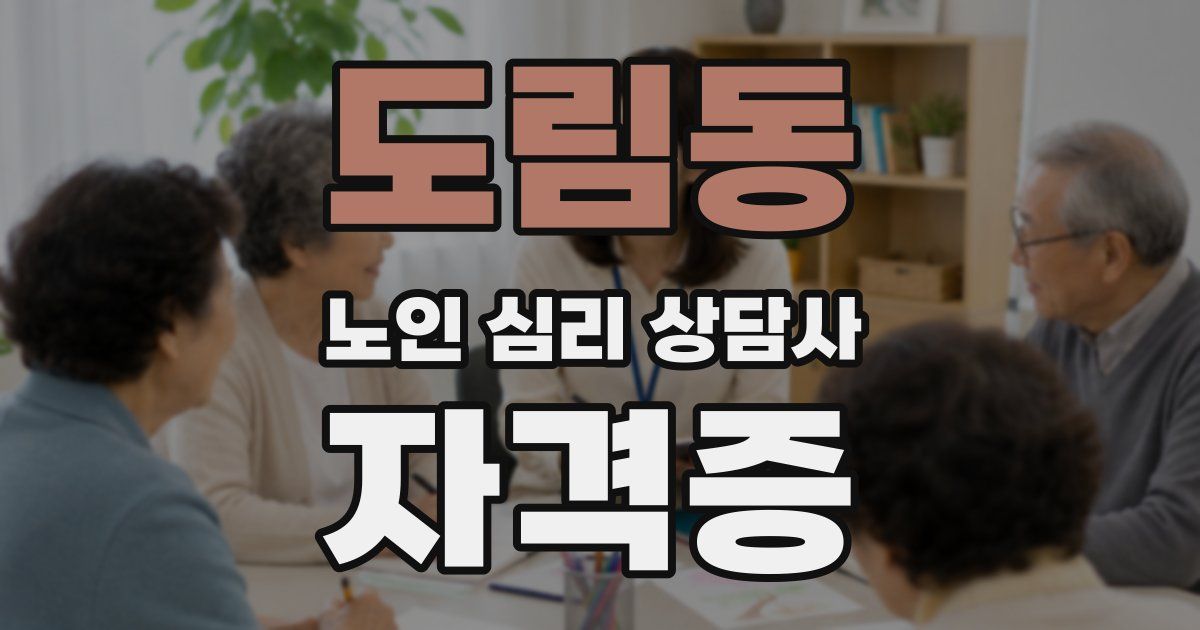 도림동 노인 심리 상담사 자격증