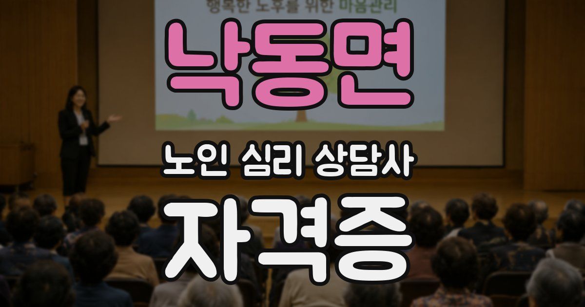 낙동면 노인 심리 상담사 자격증