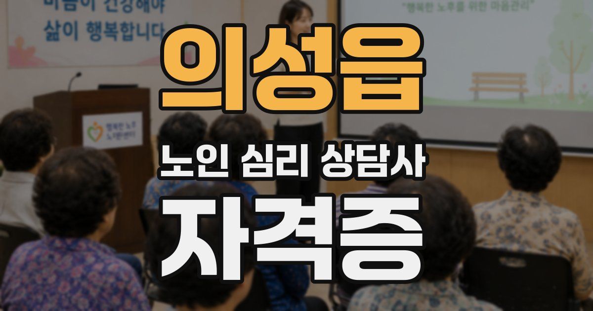 의성읍 노인 심리 상담사 자격증
