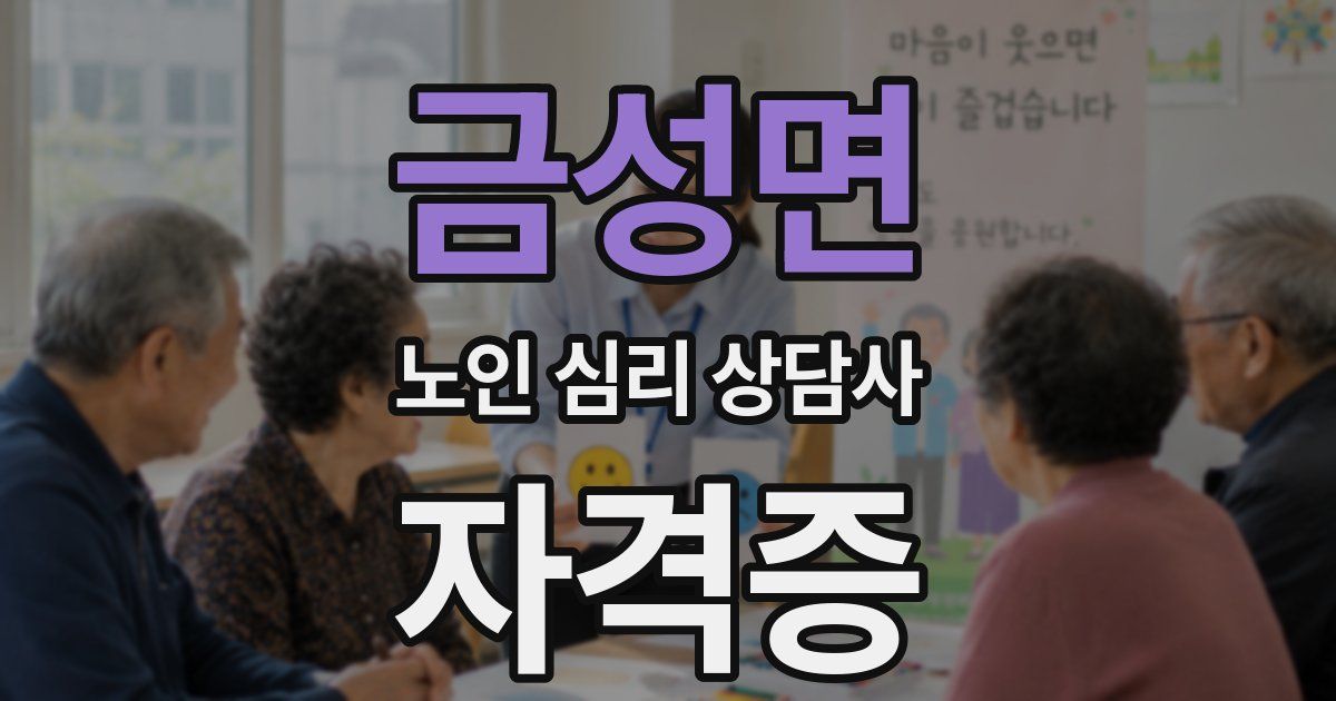 금성면 노인 심리 상담사 자격증