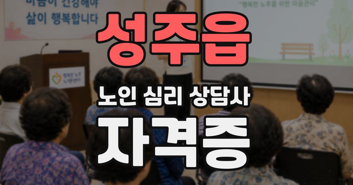 성주읍 노인 심리 상담사 자격증