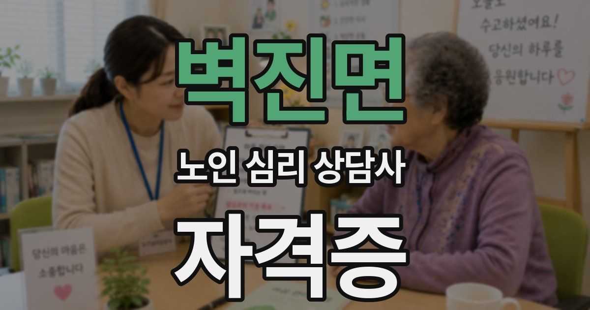 벽진면 노인 심리 상담사 자격증