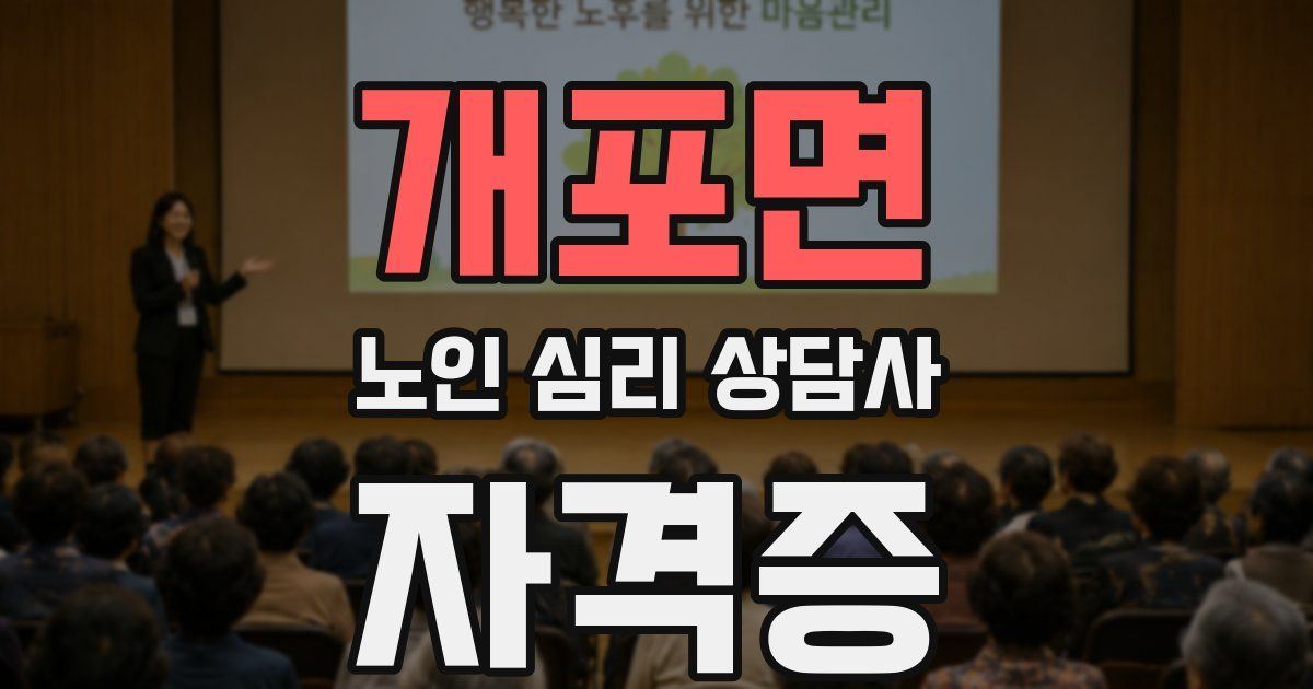 개포면 노인 심리 상담사 자격증