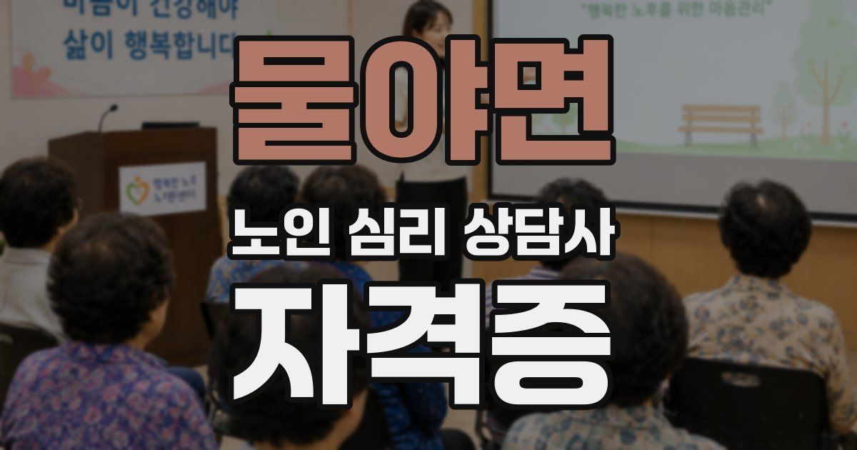 물야면 노인 심리 상담사 자격증