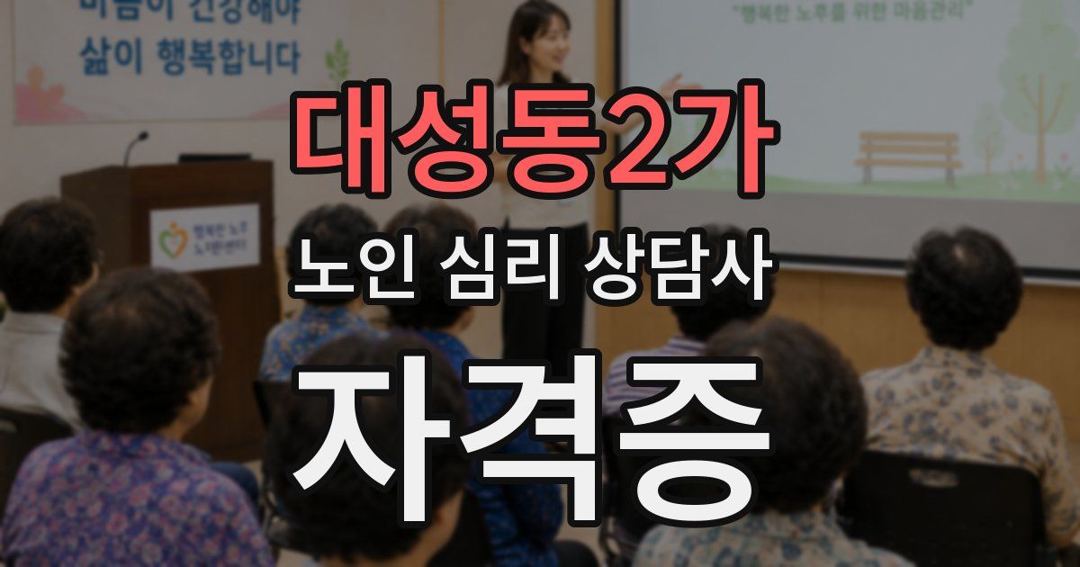 대성동2가 노인 심리 상담사 자격증