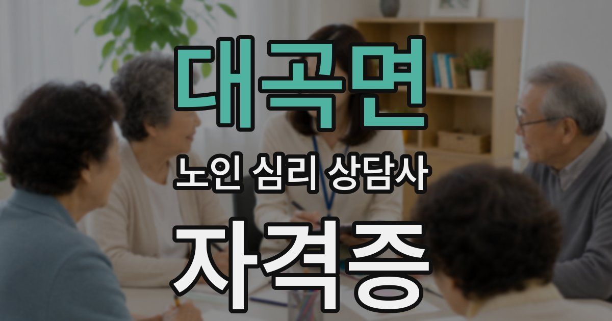 대곡면 노인 심리 상담사 자격증