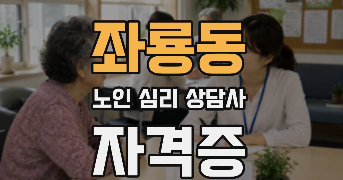 좌룡동 노인 심리 상담사 자격증