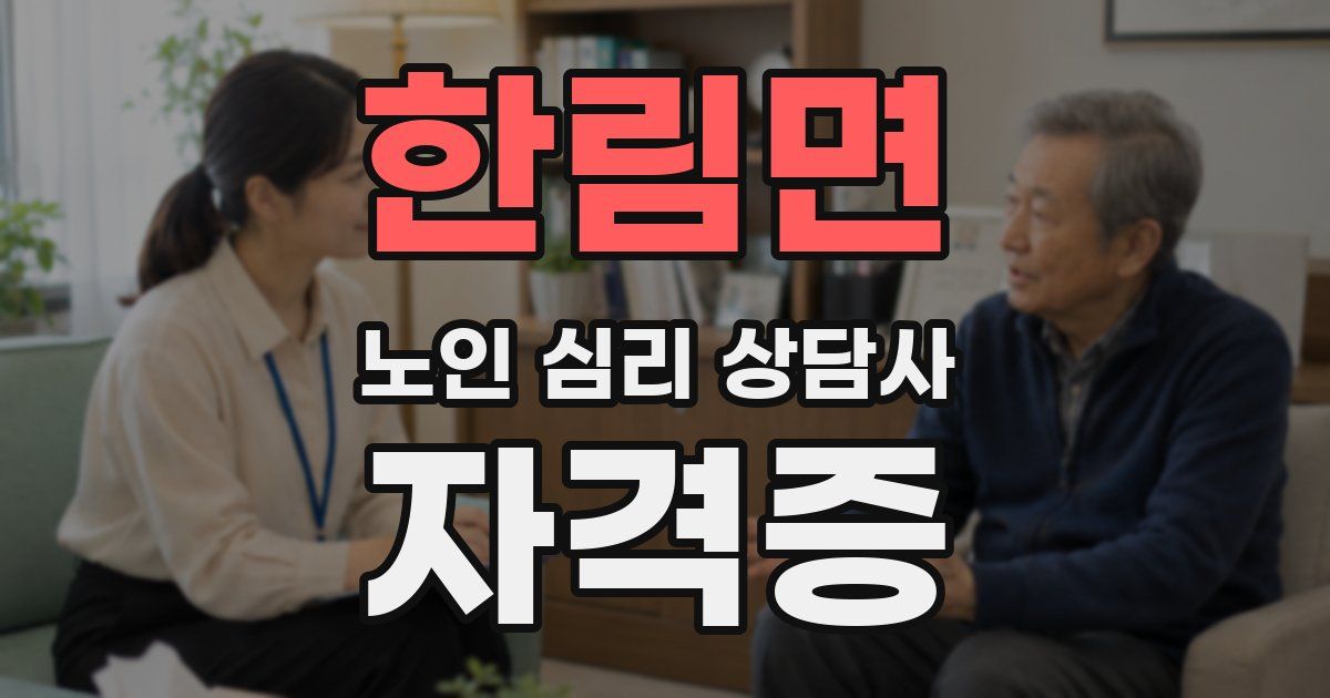 한림면 노인 심리 상담사 자격증