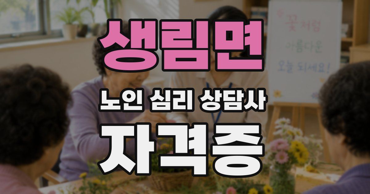 생림면 노인 심리 상담사 자격증