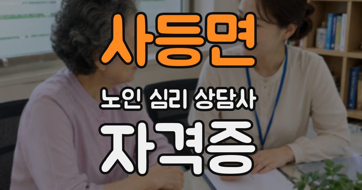 사등면 노인 심리 상담사 자격증