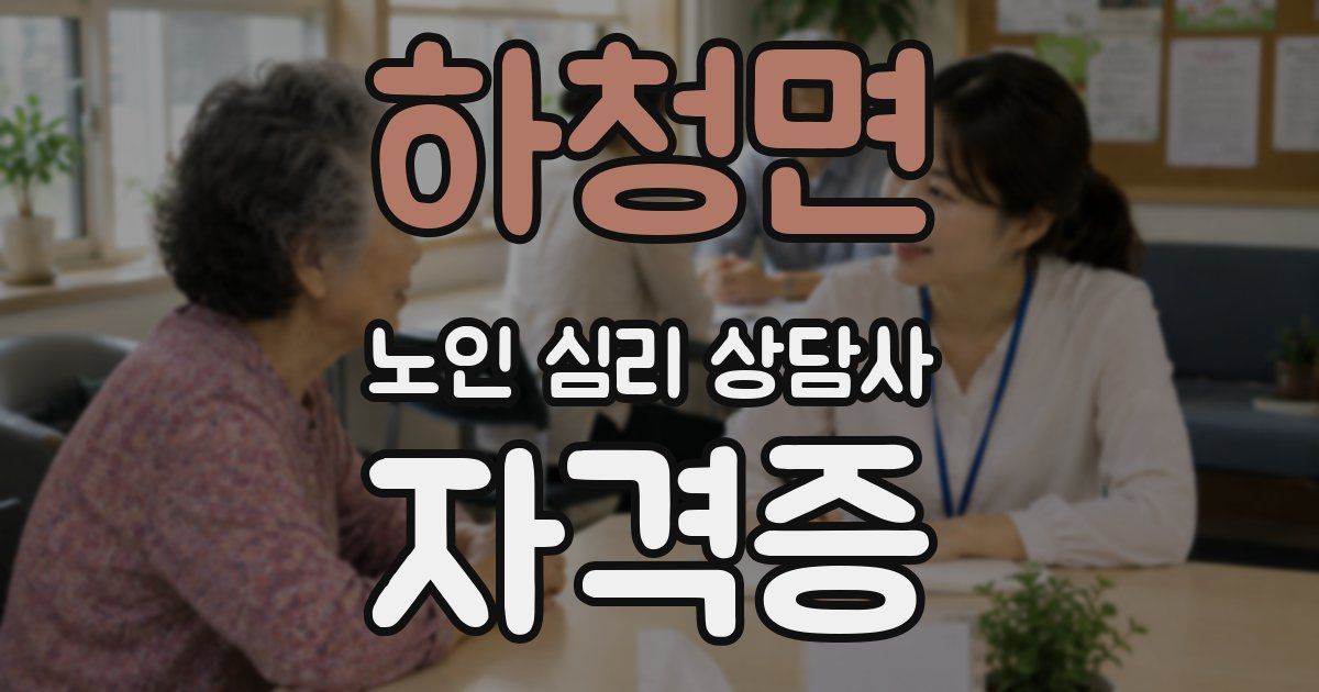 하청면 노인 심리 상담사 자격증