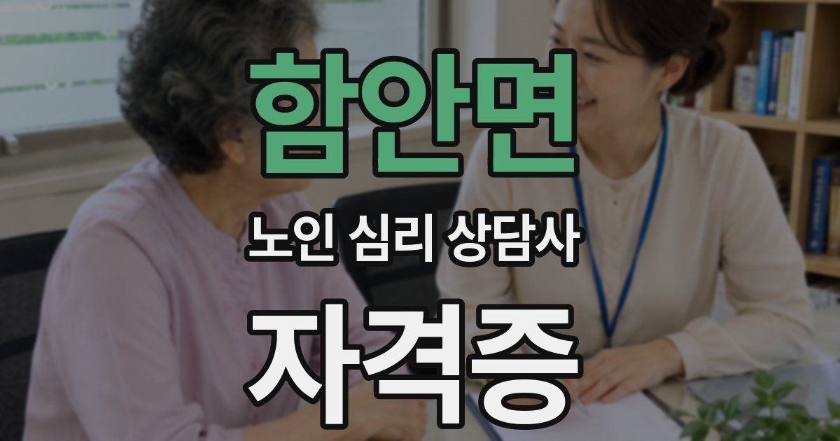 함안면 노인 심리 상담사 자격증