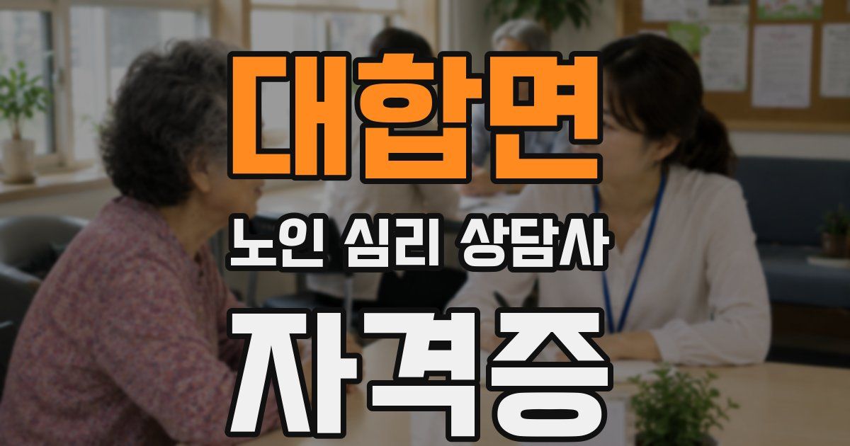 대합면 노인 심리 상담사 자격증
