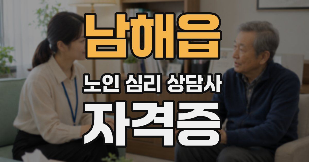 남해읍 노인 심리 상담사 자격증