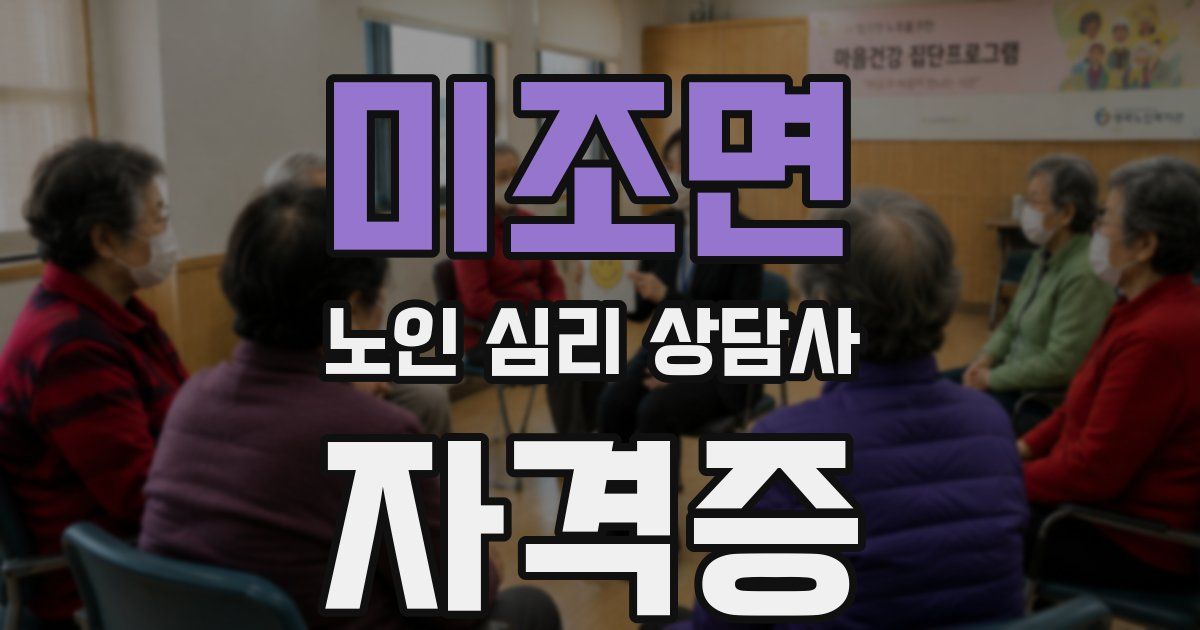 미조면 노인 심리 상담사 자격증