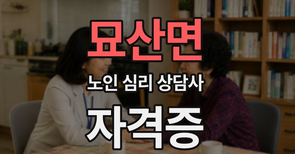 묘산면 노인 심리 상담사 자격증