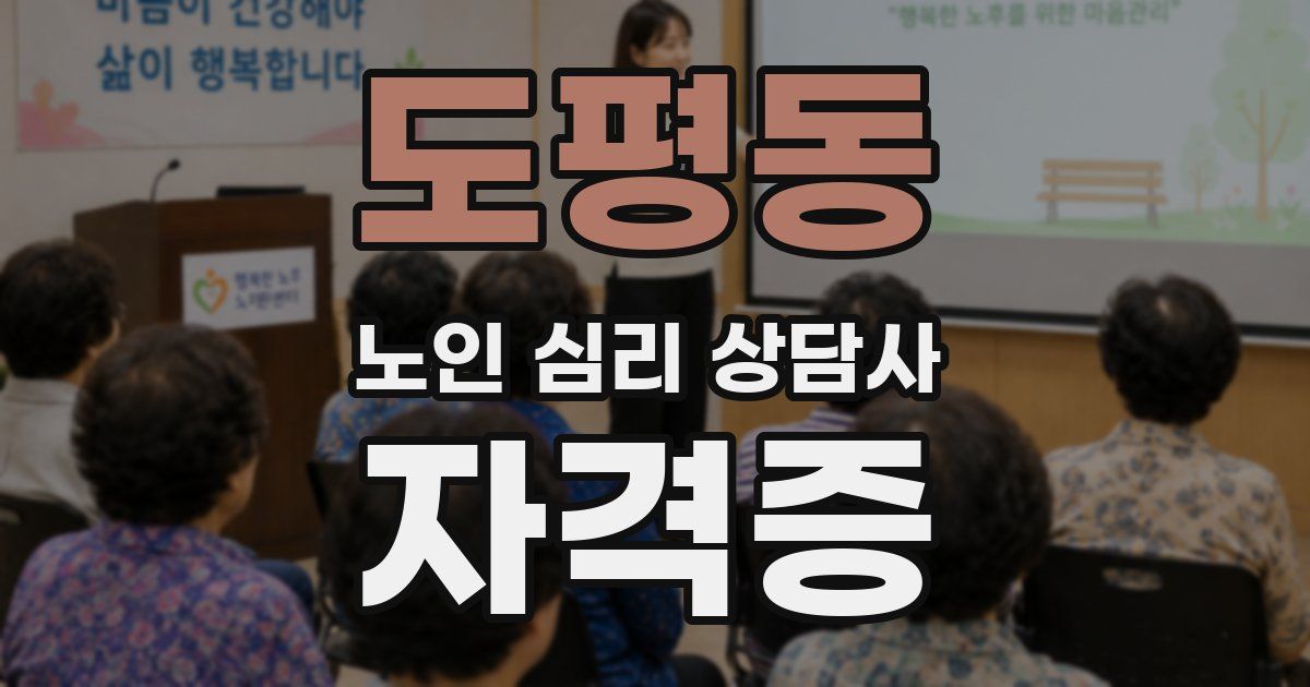 도평동 노인 심리 상담사 자격증