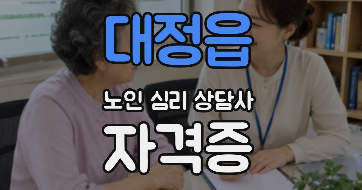 대정읍 노인 심리 상담사 자격증
