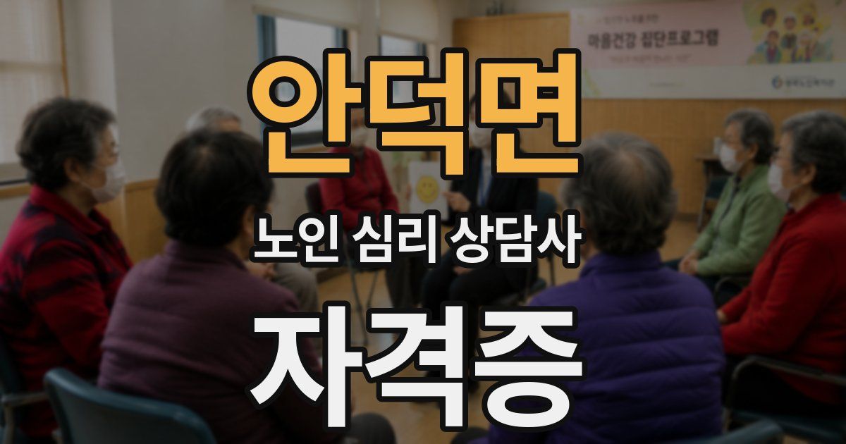 안덕면 노인 심리 상담사 자격증