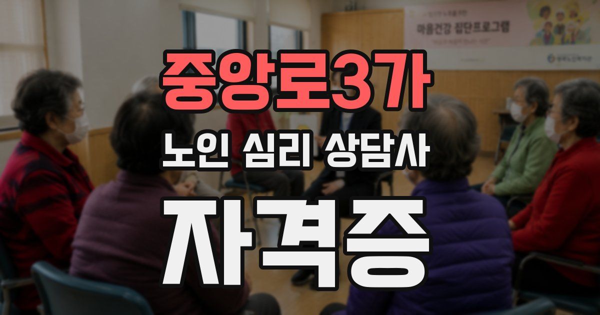 중앙로3가 노인 심리 상담사 자격증