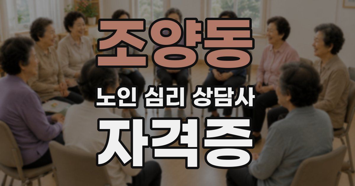 조양동 노인 심리 상담사 자격증