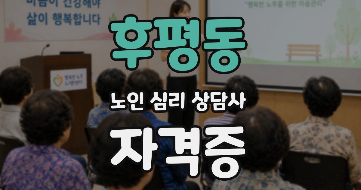 후평동 노인 심리 상담사 자격증