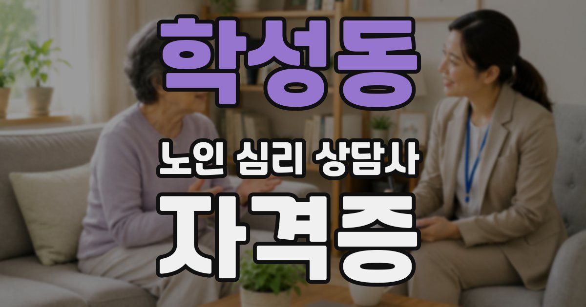 학성동 노인 심리 상담사 자격증