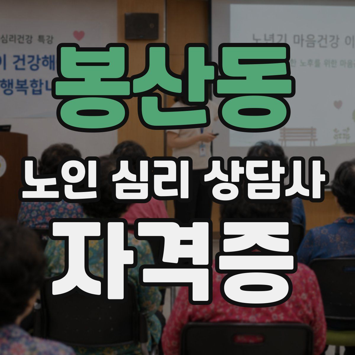 봉산동 노인 심리 상담사 자격증