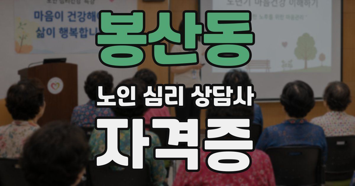 봉산동 노인 심리 상담사 자격증