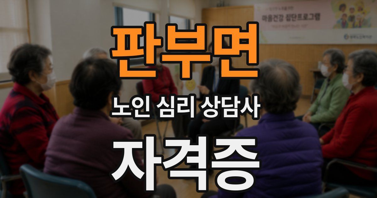 판부면 노인 심리 상담사 자격증